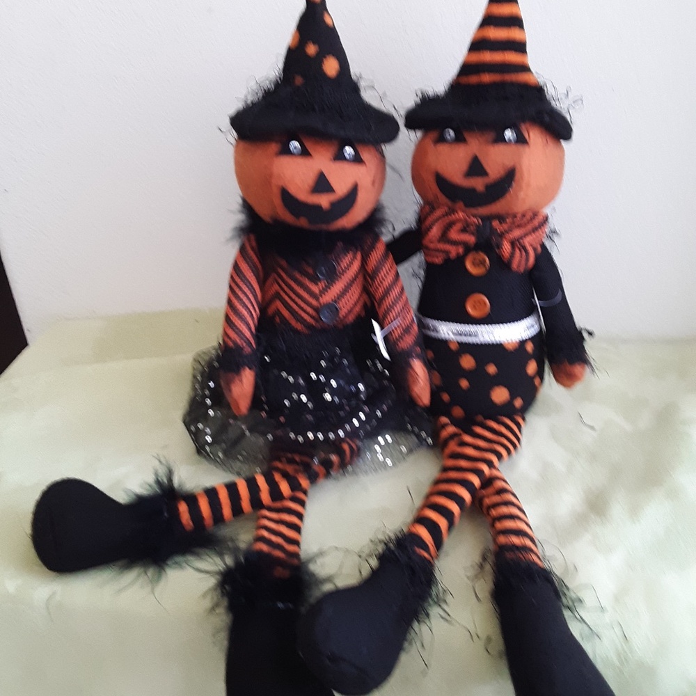 Mr & Mrs Pumpkin Dolls Set 2 NEW